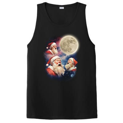 Three Santa Moon Santas Howling At Moon Meme Weird Christmas Gift PosiCharge Competitor Tank