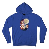 Three Santa Moon Santas Howling At Moon Meme Weird Christmas Gift Hoodie