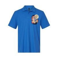 Three Santa Moon Santas Howling At Moon Meme Weird Christmas Gift Softstyle Adult Sport Polo