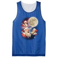 Three Santa Moon Santas Howling At Moon Meme Weird Christmas Gift Mesh Reversible Basketball Jersey Tank