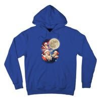 Three Santa Moon Santas Howling At Moon Meme Weird Christmas Gift Tall Hoodie