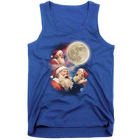 Three Santa Moon Santas Howling At Moon Meme Weird Christmas Gift Tank Top