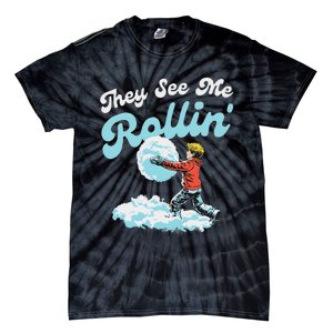 They See Me Rollin Snowball Christmas 2024 Tie-Dye T-Shirt