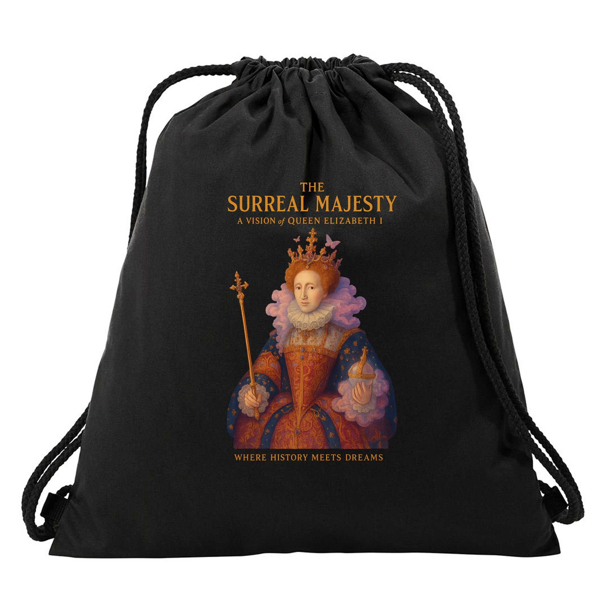 The Surreal Majesty A Vision Of Queen Elizabeth Drawstring Bag