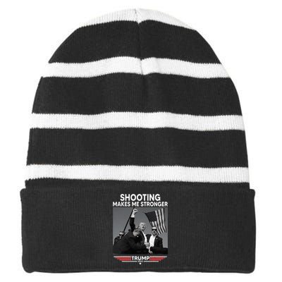 Trump Shooting Makes Me Stronger Shooting Striped Beanie with Solid Band