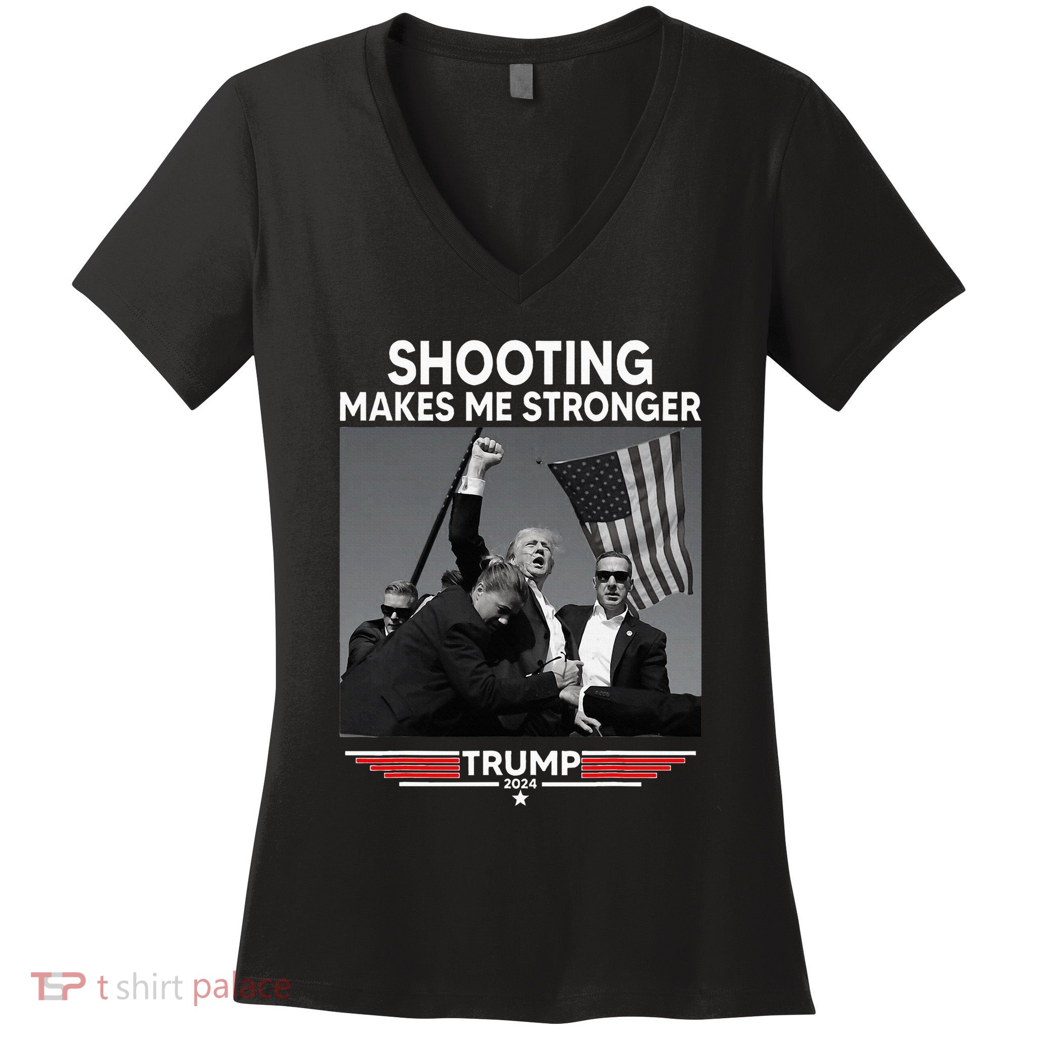 Trump Shooting Makes Me Stronger Shooting Women's V-Neck T-Shirt
