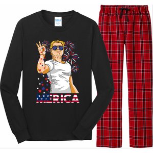 Trump Salt Merica Make Usa Great Again Usa Flag Gift Long Sleeve Pajama Set