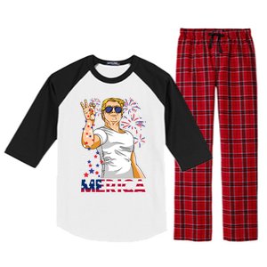 Trump Salt Merica Make Usa Great Again Usa Flag Gift Raglan Sleeve Pajama Set