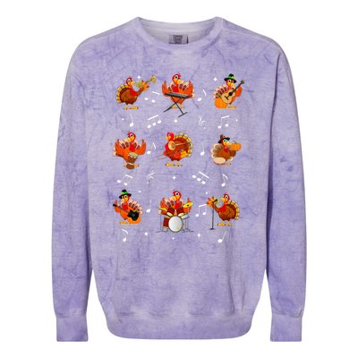 Turkey Squad Music Note Music Teacher Thanksgiving Colorblast Crewneck Sweatshirt