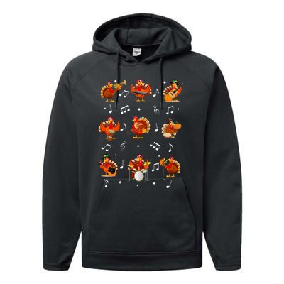 Turkey Squad Music Note Music Teacher Thanksgiving Performance Fleece Hoodie