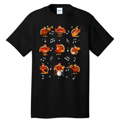 Turkey Squad Music Note Music Teacher Thanksgiving Tall T-Shirt