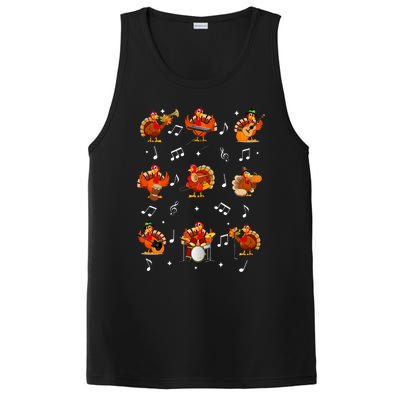 Turkey Squad Music Note Music Teacher Thanksgiving PosiCharge Competitor Tank