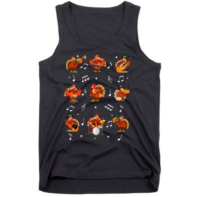 Turkey Squad Music Note Music Teacher Thanksgiving Tank Top