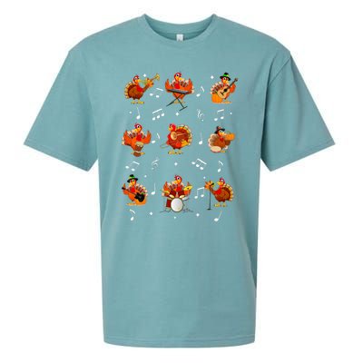 Turkey Squad Music Note Music Teacher Thanksgiving Sueded Cloud Jersey T-Shirt