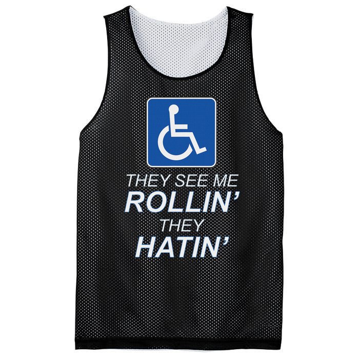 They See Me Rollin They Hatin Funny Wheelchair Graphic Mesh Reversible Basketball Jersey Tank