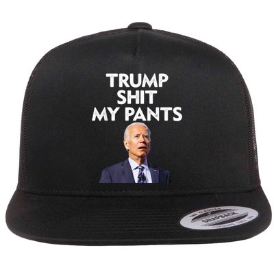 Trump Shit My Pants Joe Biden President Flat Bill Trucker Hat