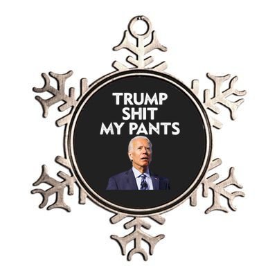 Trump Shit My Pants Joe Biden President Metallic Star Ornament