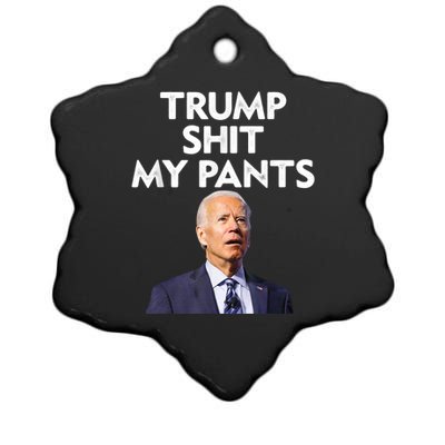 Trump Shit My Pants Joe Biden President Ceramic Star Ornament