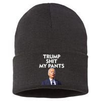 Trump Shit My Pants Joe Biden President Sustainable Knit Beanie