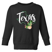 Texas State Map Pride Cactus Vintage Texas Toddler Sweatshirt