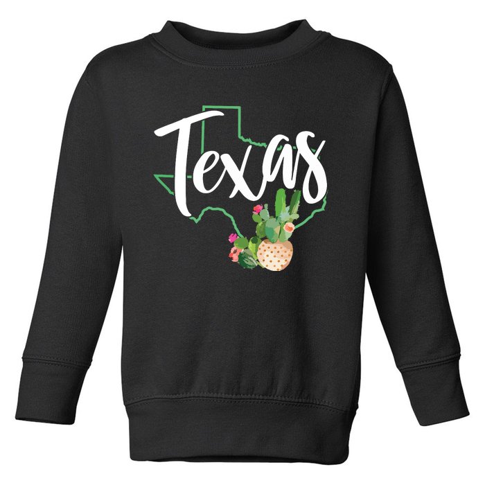 Texas State Map Pride Cactus Vintage Texas Toddler Sweatshirt