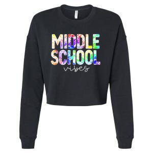 Teacher Student Middle School Vibes First Day of School Cropped Pullover Crew