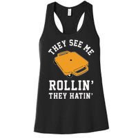 They See Me Rollin They Hatin 90s Scooter Funny Women's Racerback Tank