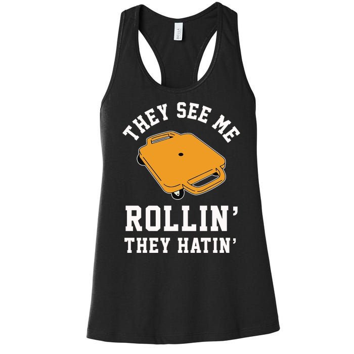 They See Me Rollin They Hatin 90s Scooter Funny Women's Racerback Tank