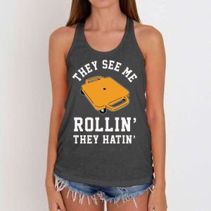 They See Me Rollin They Hatin 90s Scooter Funny Women's Knotted Racerback Tank