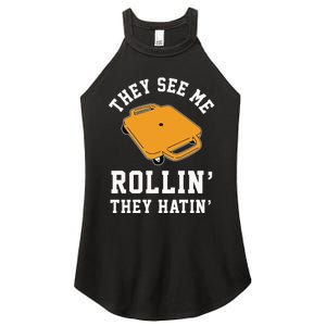 They See Me Rollin They Hatin 90s Scooter Funny Women's Perfect Tri Rocker Tank