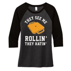 They See Me Rollin They Hatin 90s Scooter Funny Women's Tri-Blend 3/4-Sleeve Raglan Shirt