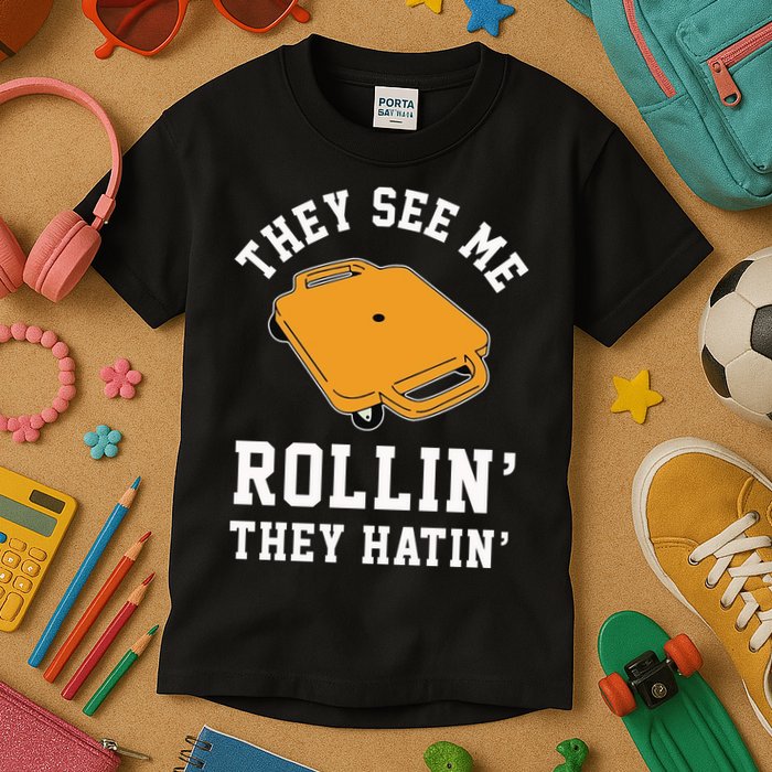 They See Me Rollin They Hatin 90s Scooter Funny Kids T-Shirt