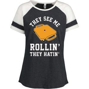 They See Me Rollin They Hatin 90s Scooter Funny Enza Ladies Jersey Colorblock Tee