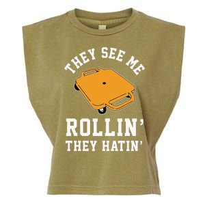 They See Me Rollin They Hatin 90s Scooter Funny Garment-Dyed Women's Muscle Tee