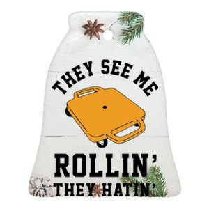 They See Me Rollin They Hatin 90s Scooter Funny Ceramic Bell Ornament