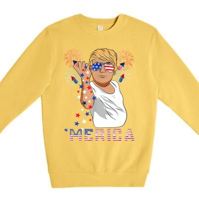 Trump Salt Merica Freedom 4th Of July Firework Trump Drunk Great Gift Premium Crewneck Sweatshirt