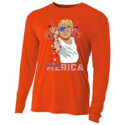 Trump Salt Merica Freedom 4th Of July Firework Trump Drunk Great Gift Cooling Performance Long Sleeve Crew