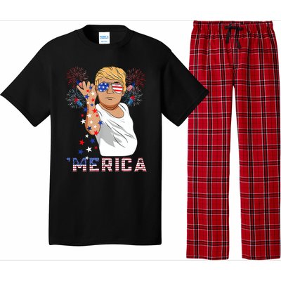 Trump Salt Merica Freedom 4th Of July Firework Trump Drunk Great Gift Pajama Set