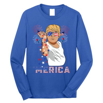 Trump Salt Merica Freedom 4th Of July Firework Trump Drunk Great Gift Long Sleeve Shirt