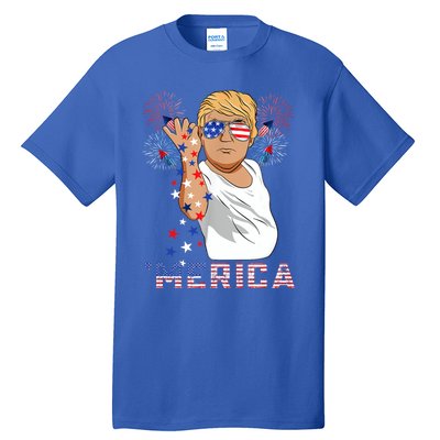 Trump Salt Merica Freedom 4th Of July Firework Trump Drunk Great Gift Tall T-Shirt