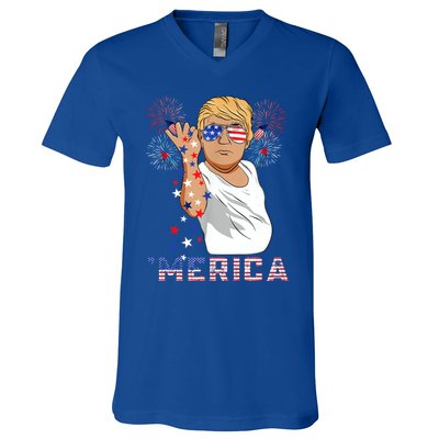 Trump Salt Merica Freedom 4th Of July Firework Trump Drunk Great Gift V-Neck T-Shirt