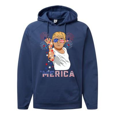 Trump Salt Merica Freedom 4th Of July Firework Trump Drunk Great Gift Performance Fleece Hoodie