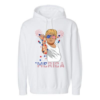 Trump Salt Merica Freedom 4th Of July Firework Trump Drunk Great Gift Garment-Dyed Fleece Hoodie