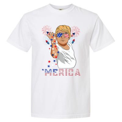 Trump Salt Merica Freedom 4th Of July Firework Trump Drunk Great Gift Garment-Dyed Heavyweight T-Shirt