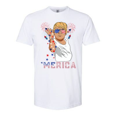 Trump Salt Merica Freedom 4th Of July Firework Trump Drunk Great Gift Softstyle CVC T-Shirt