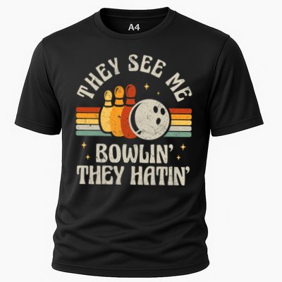 They See Me Bowlin They Hatin Retro Team Bowler Bowling 60s 70s Performance Shirt
