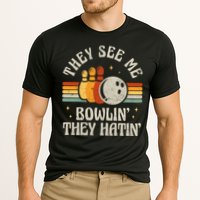 They See Me Bowlin They Hatin Retro Team Bowler Bowling 60s 70s Cooling Performance Crew T-Shirt