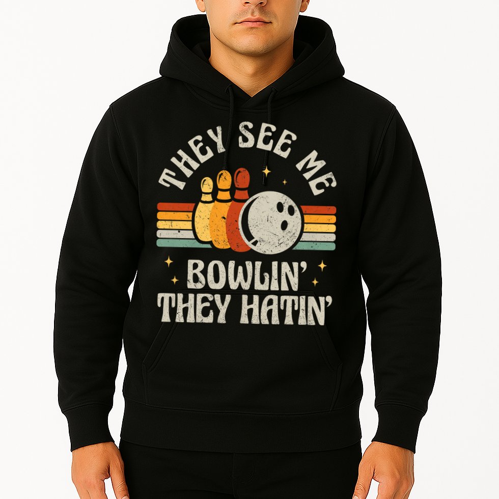 They See Me Bowlin They Hatin Retro Team Bowler Bowling 60s 70s Hoodie