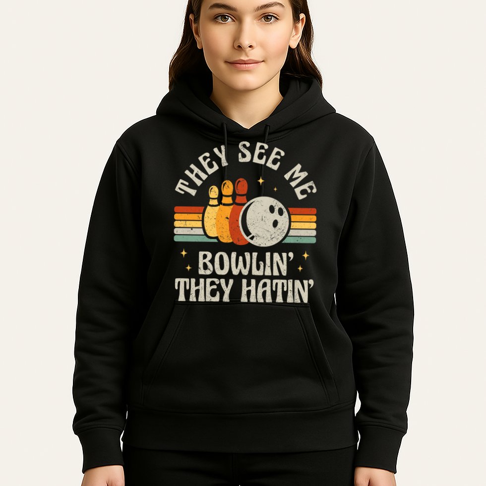 They See Me Bowlin They Hatin Retro Team Bowler Bowling 60s 70s Hoodie