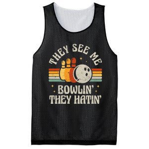 They See Me Bowlin They Hatin Retro Team Bowler Bowling 60s 70s Mesh Reversible Basketball Jersey Tank